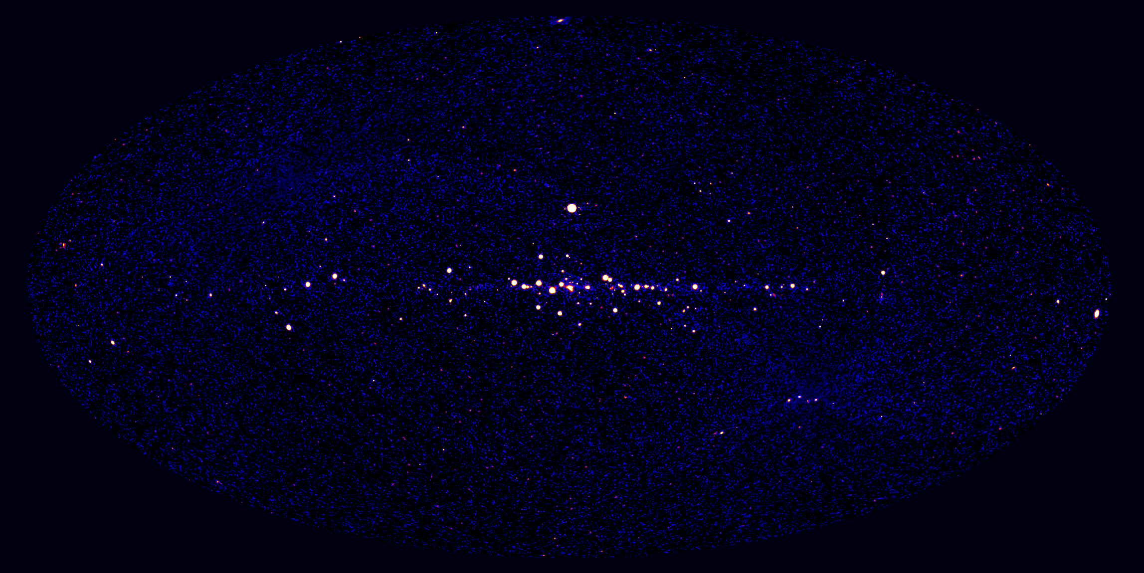 Карта всего неба, полученная по результатам двух обзоров телескопом ART-XC им. М. Н. Павлинского, обсерватория «Спектр-РГ», декабрь 2020 г.